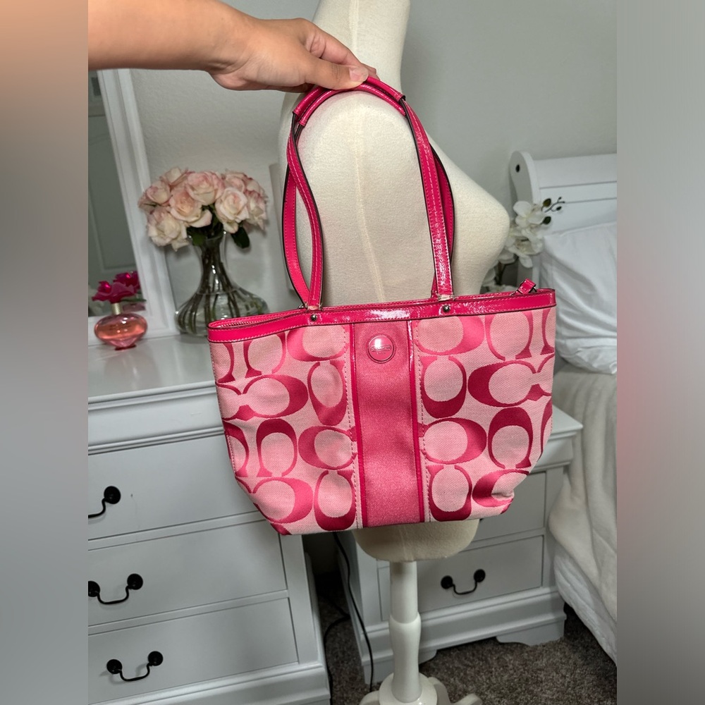 Coach Signature Pink and Red Tote